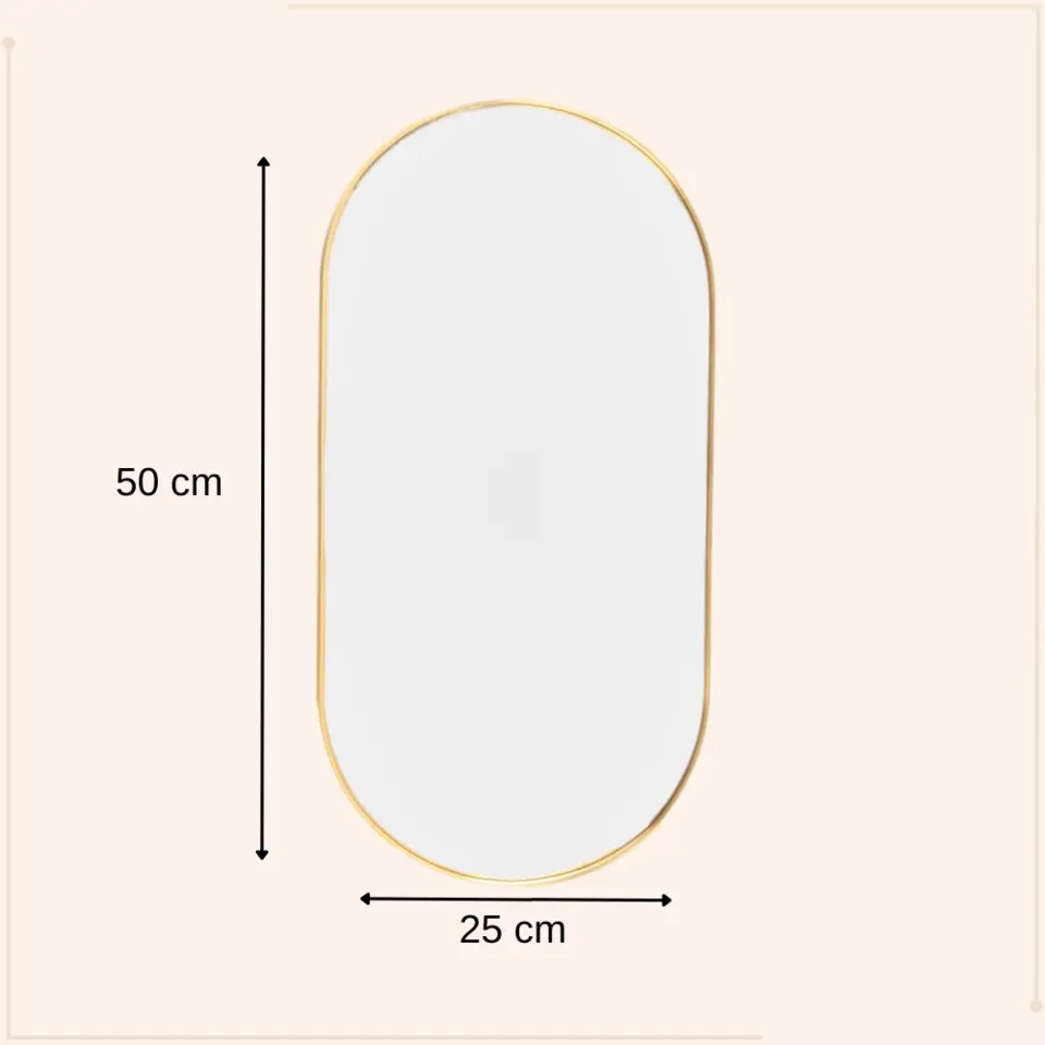 MISOU Spiegel Wandspiegel Rond Ovaal Goud 50 cm