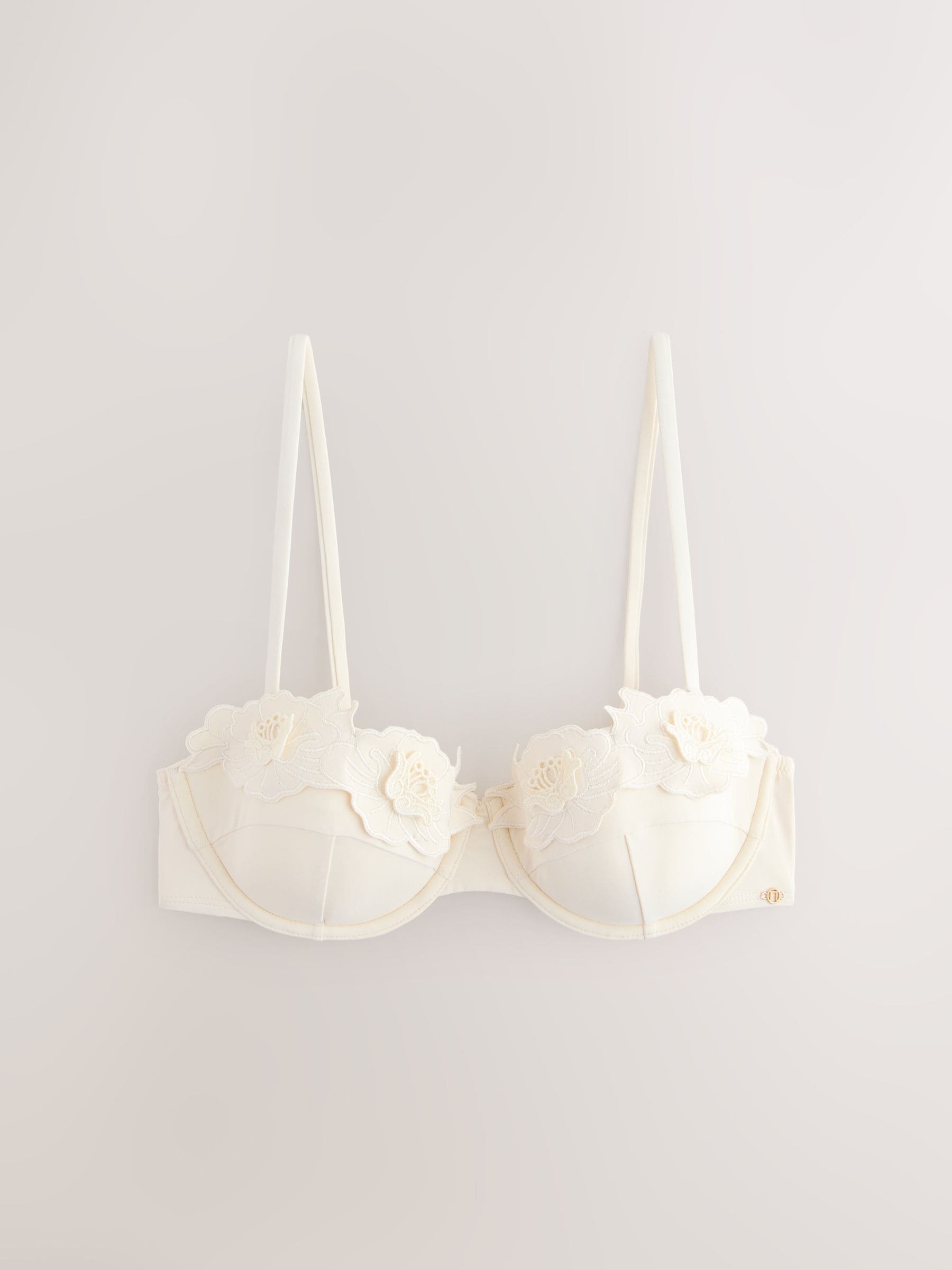 Crème - Floral 3D Wired Non Padded Bikini Top