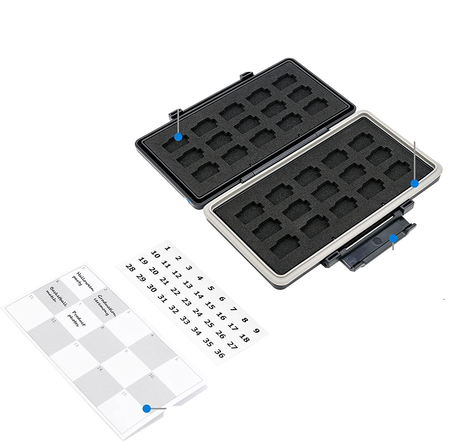 Micro SD Speicherkarte Aufbewahrungsbox für 30 Speicherkarten - Schwarz