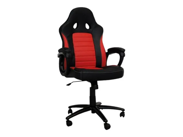 LC Power - Stol - armstøtter - vippe - drejeled - plastik, metal, skum, PU-behandlet læder - sort, rød