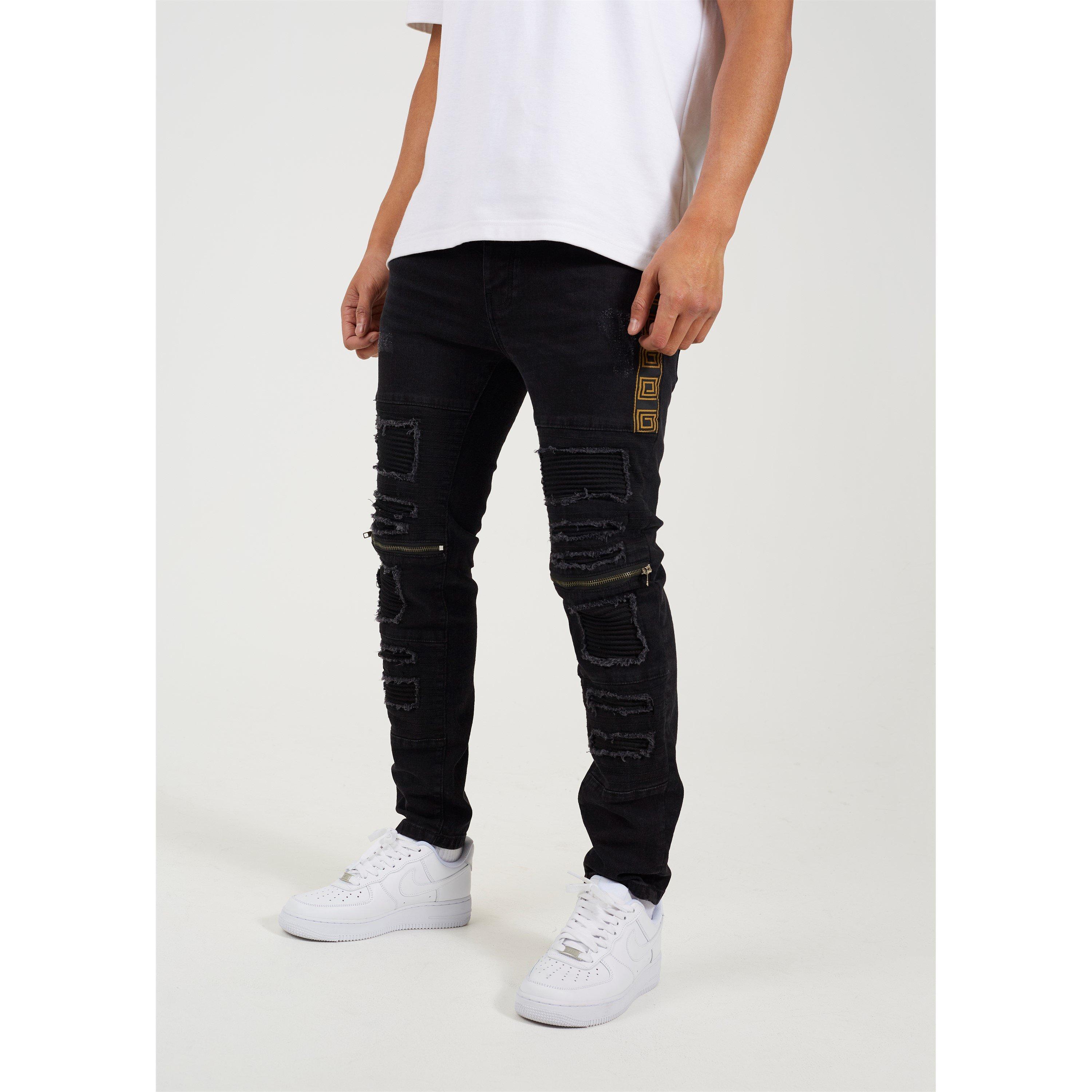 Brave Soul Charcoal Wash Bike Jean with Stitch Detail