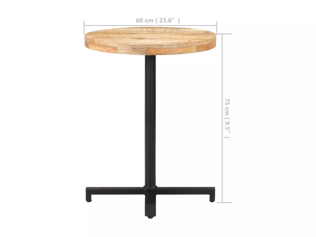 Table de bistro Ronde Ø60x75 cm Bois de manguier brut