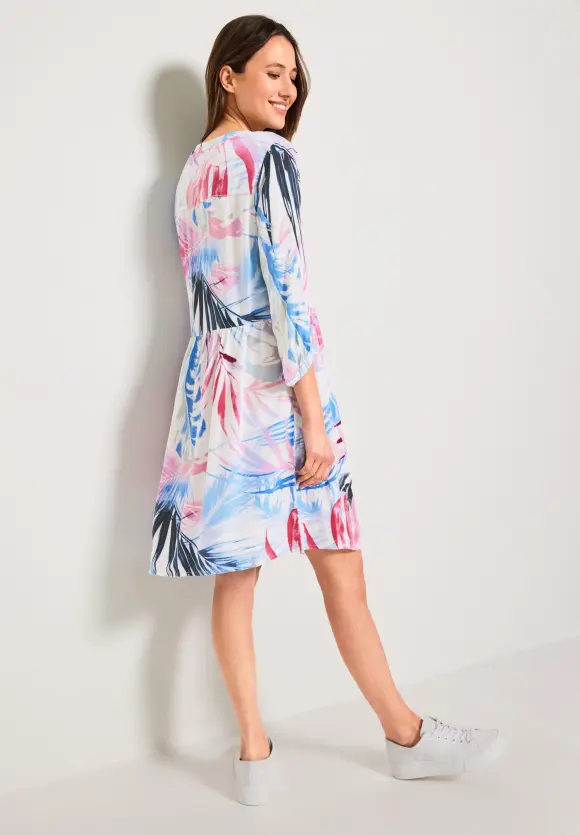 Kleid mit Blätterprint - vanilla white