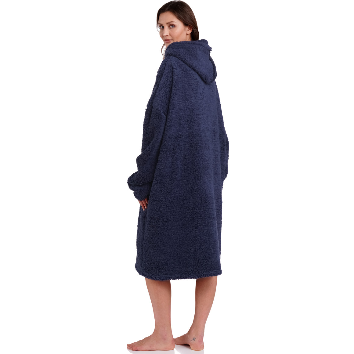Gina Benotti Damen Hoodie-Decke aus weichem Plüsch dunkelblau