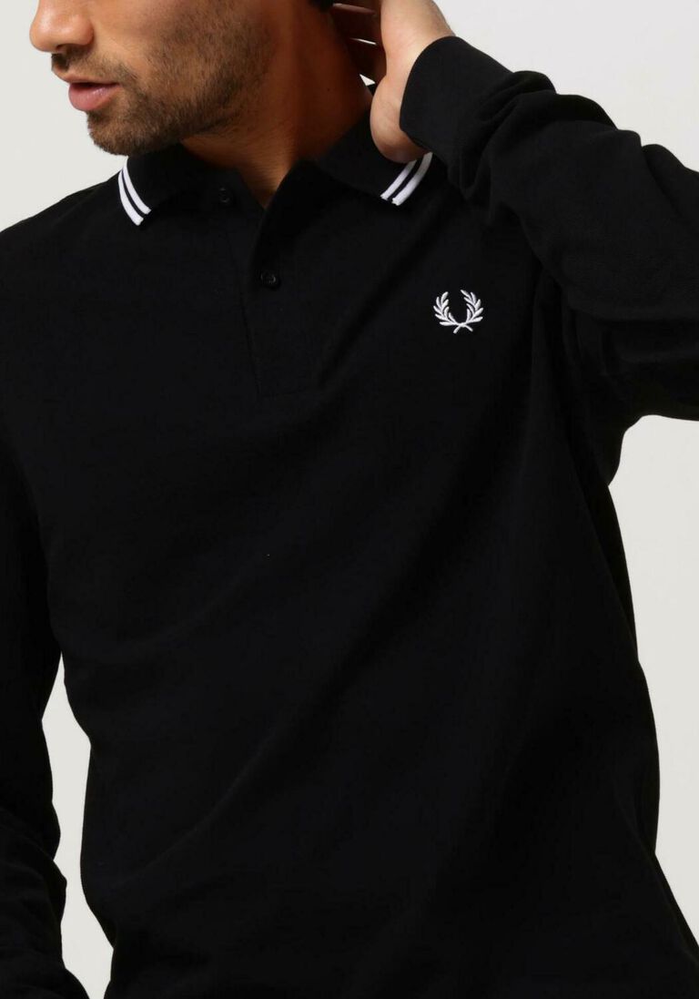 FRED PERRY zwarte fred perry polo ls twin tipped shirt