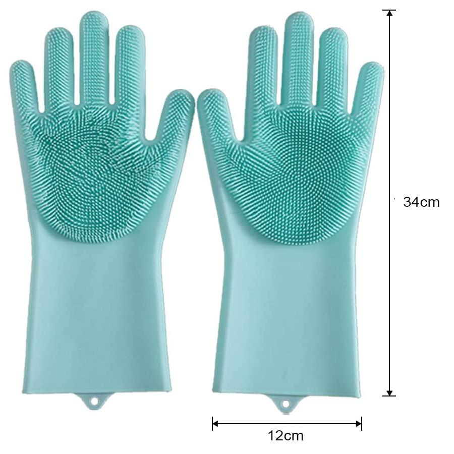 (1Paar) Silikon Haustier Pflege Handschuhe mit Massage Noppen - Mint