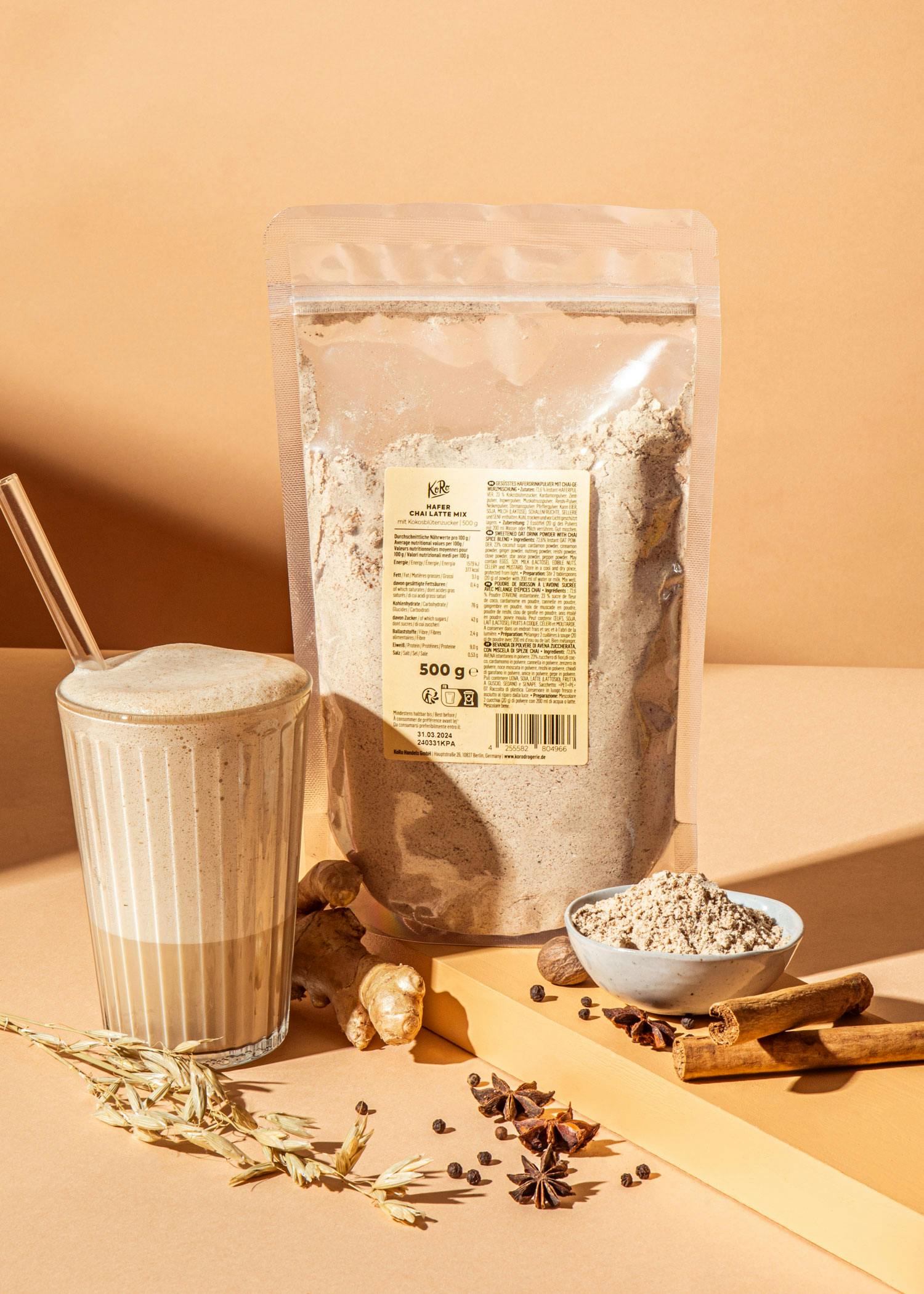 Chai Latte Mix auf Haferdrinkbasis 500 g