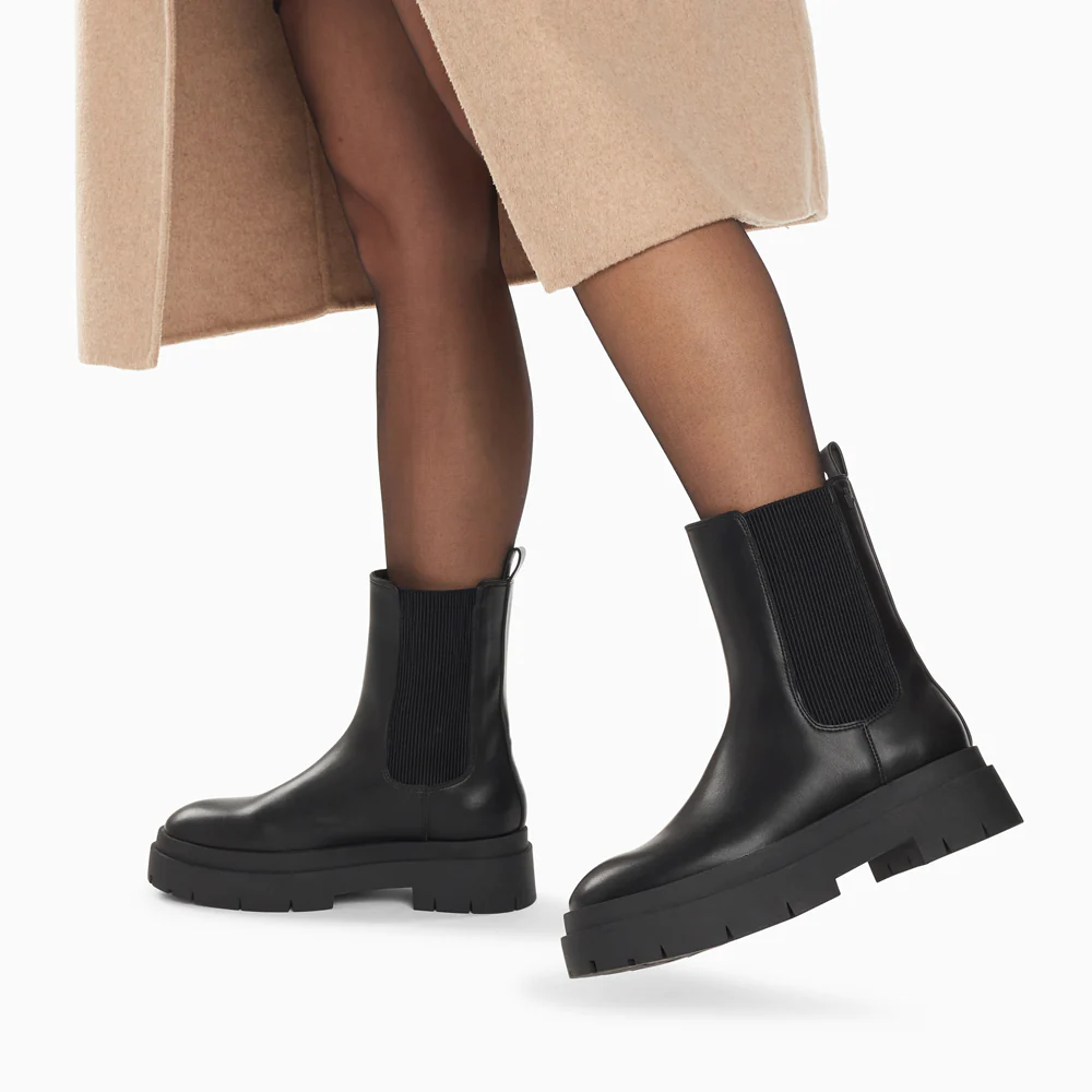 Bottines-Bottines Chelsea Océane noires à plateforme crantée