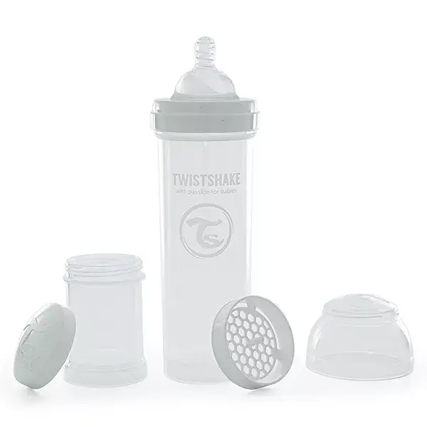 Mamadeira anticólica Twistshake branca +4 meses 330ml