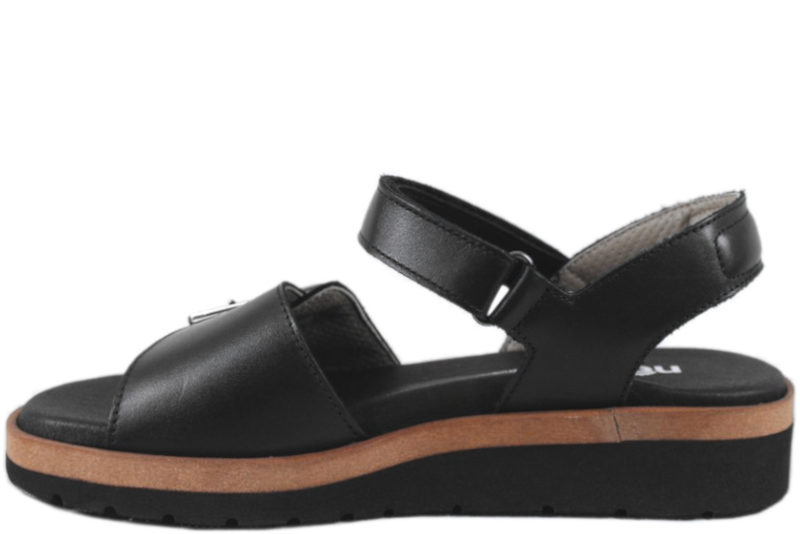 NEW FEET SANDAL UDEN HÆLKAPPE I SORT GLAT SKIND