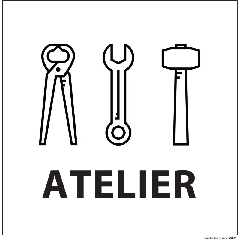Panneau ATELIERS - fond blanc 250 x 250 mm