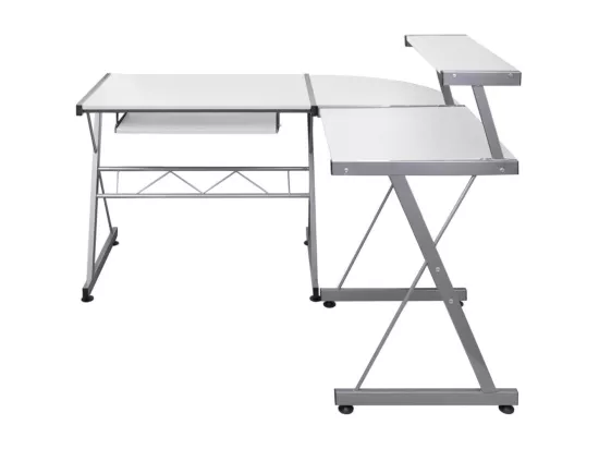 Bureau d'ordinateur d'angle Blanc 132x112x99 cm Bois ingénierie