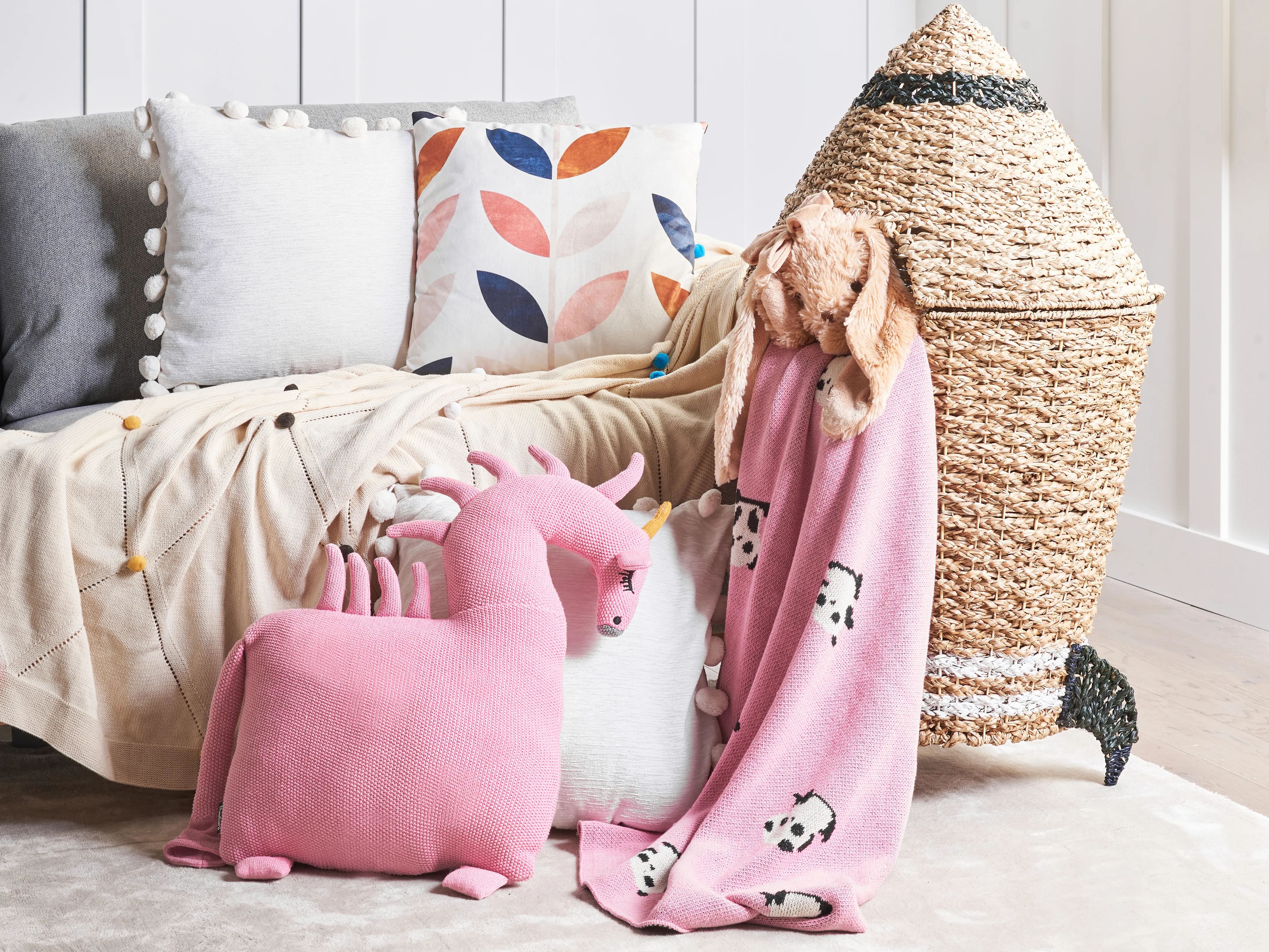 Set van 2 sierkussens LAMMI Katoen 45 x 45 cm Roze Eenhoorn