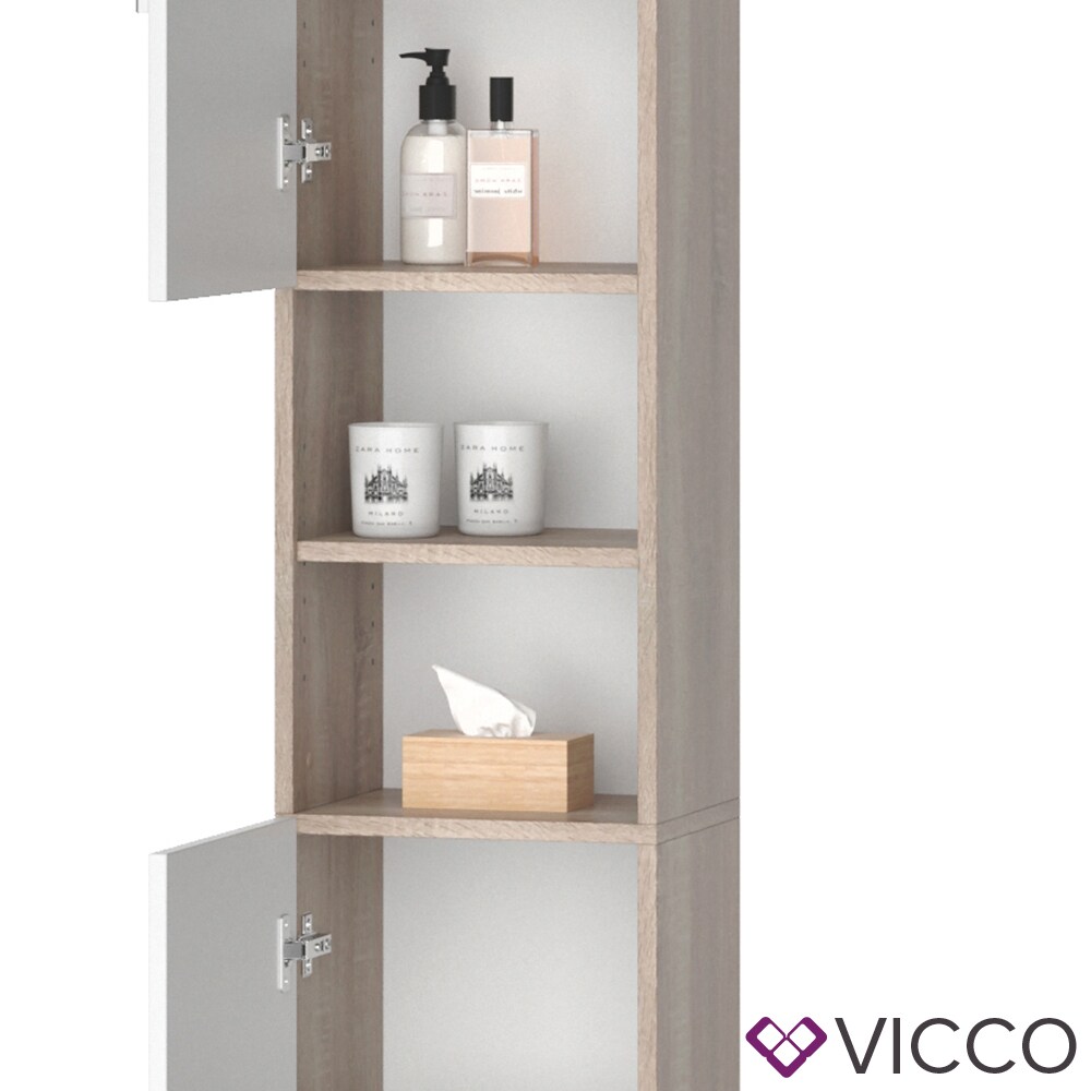 VICCO Anstellschrank LUIS Waschmaschinenschrank Badmöbel Badschrank Sonoma Weiß