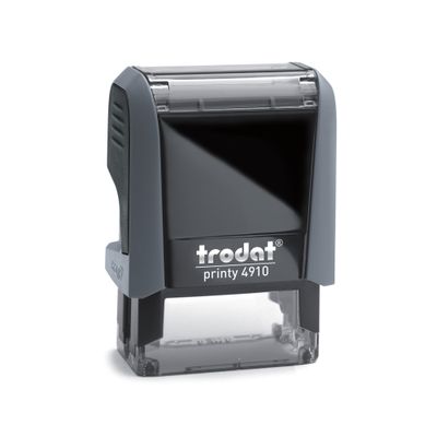 TRODAT Printy 4910 - Tampon personnalisable avec 2 lignes de texte - zone d'impression 26 X 9 MM - gris