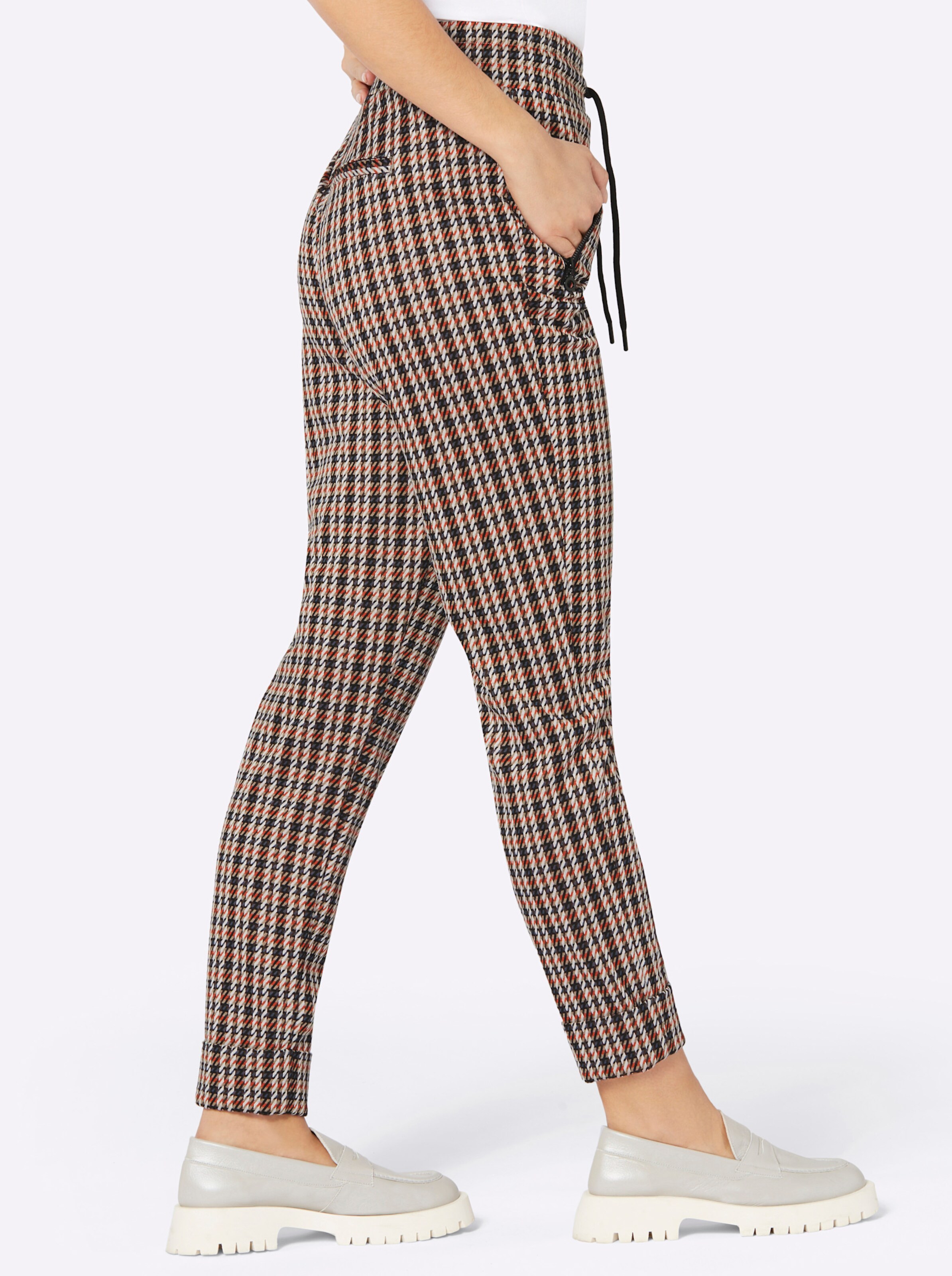 Joggpants in terra-rauchblau-gemustert