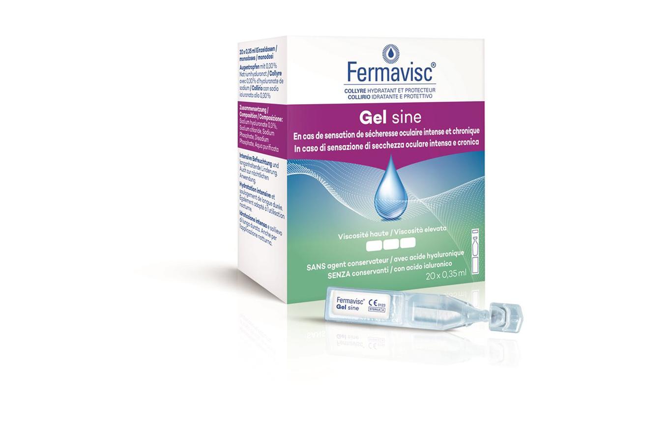 Augentropfen Fermavisc Gel sine 20 x 0.35 mlBefeuchtende Augentropfen, für Kontaktlinsenträger geeignet