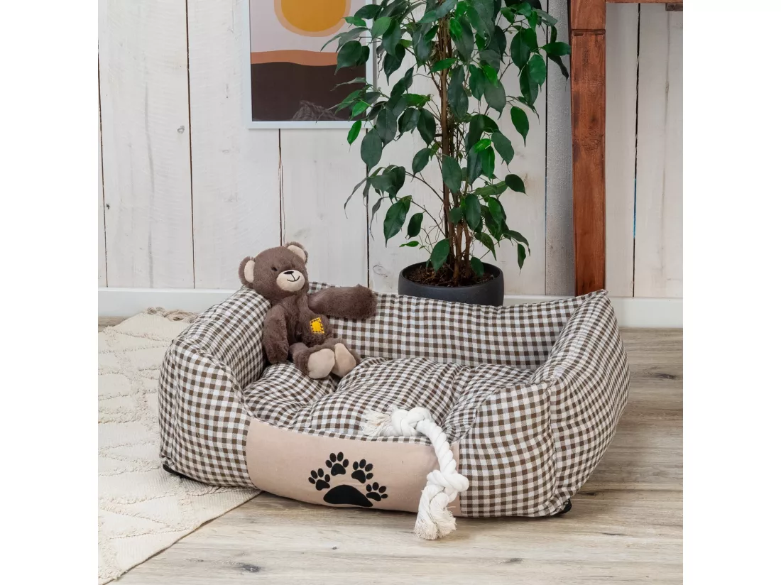 LIT POUR CHIEN Rocky 67 cm, tissu, à carreaux