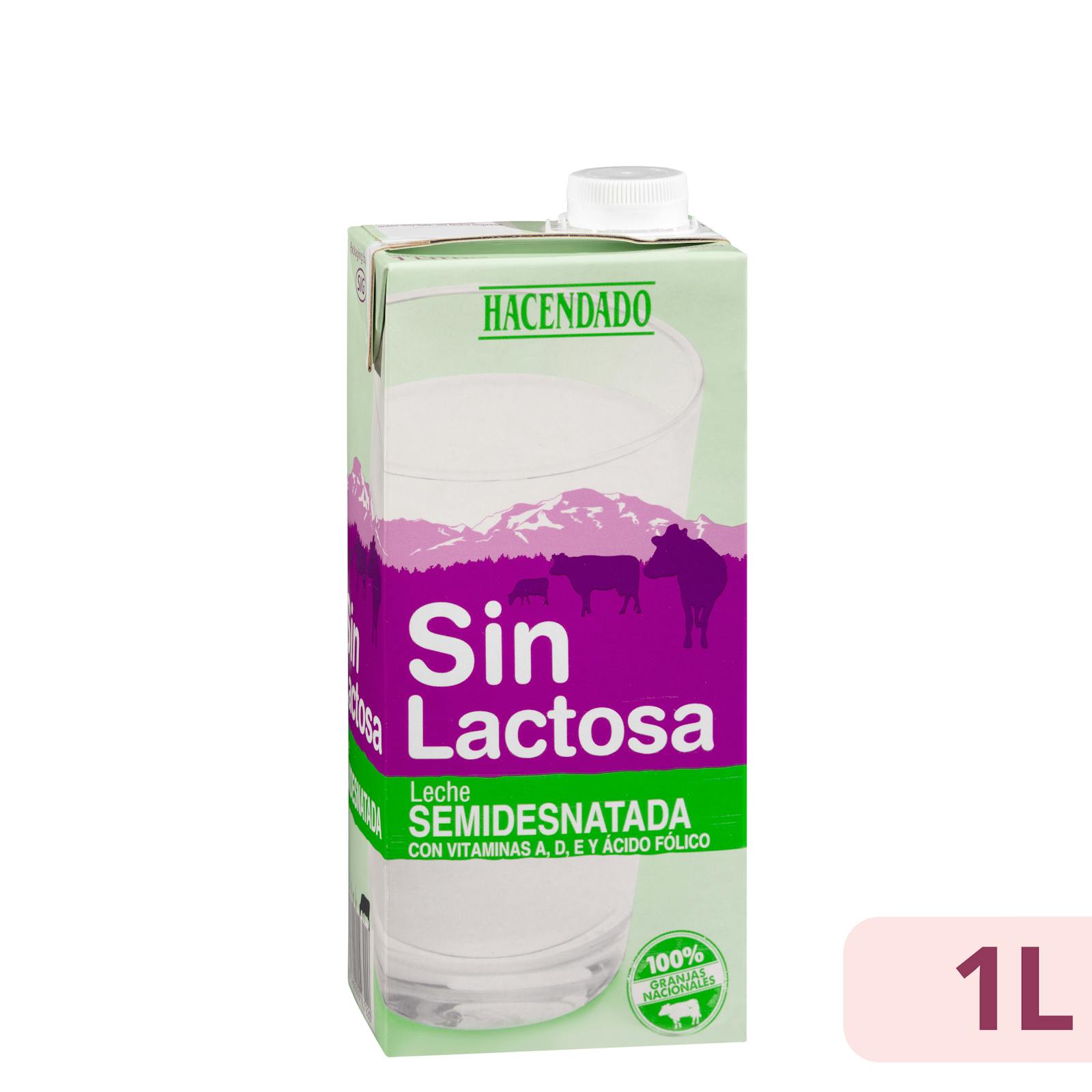 Lait demi-écrémé sans lactose Hacendado