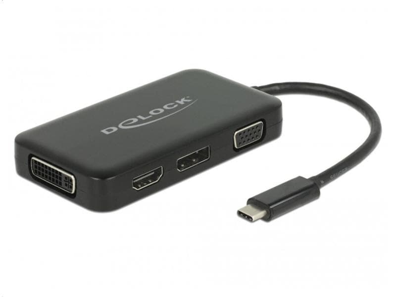 Delock Multiadapter 63929 USB-C – DP/DVI-D/HDMI/VGA USB-C-Adapter mit VGA-, HDMI-, DisplayPort- und DVI-D-Ausgang