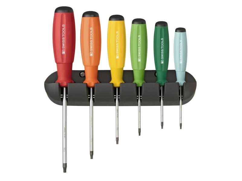 PB Swiss Tools Schraubenzieher-Set PB 8440 6-teilig, farbig Schraubendrehersatz mit Wandhalter, 6-teilig