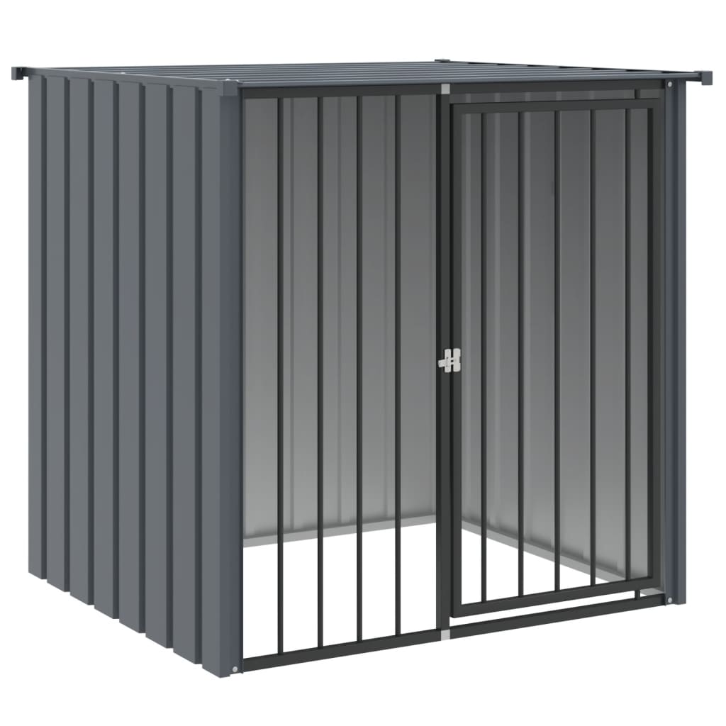 Canil vidaXL com cobertura, aço galvanizado, preto, 110x103x109 cm