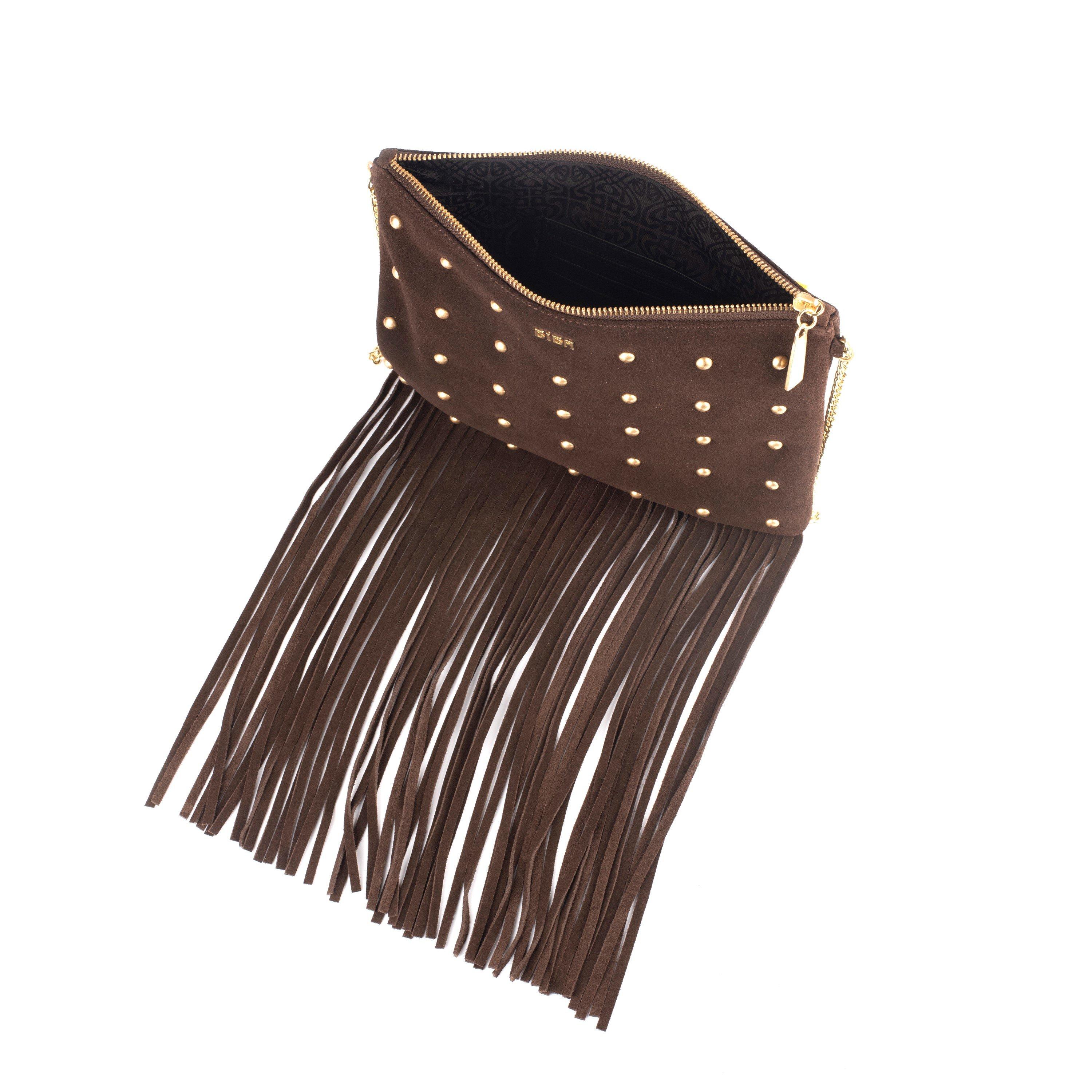 Biba Suede Fringe Studded Pouch