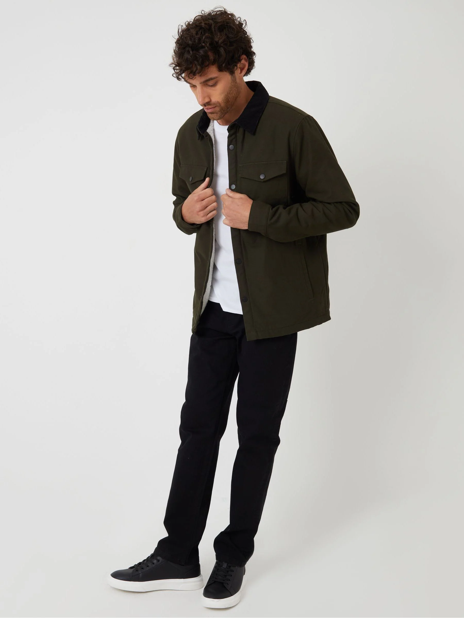 Groen - Threadbare shacket gevoerd met borg