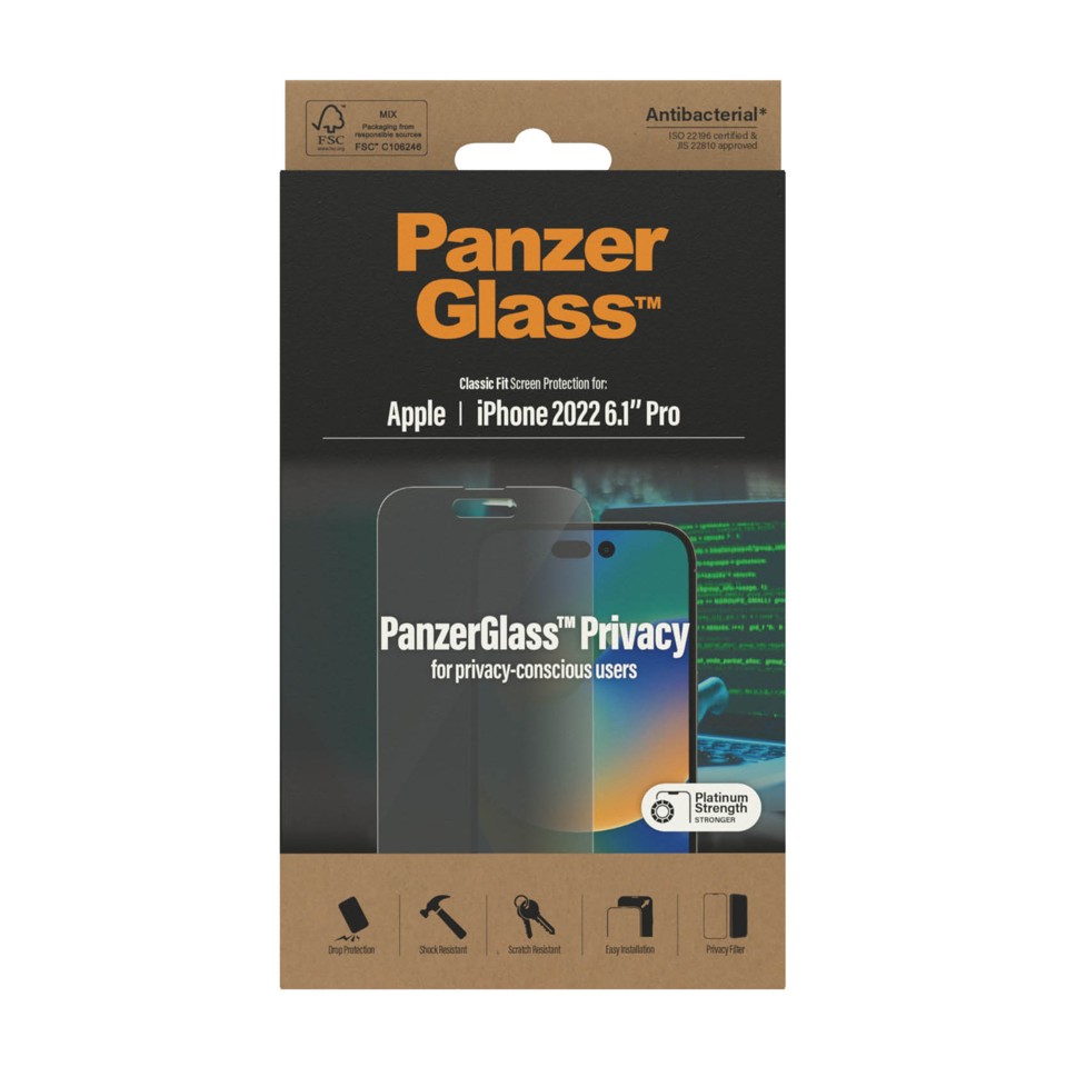 PanzerGlass - Privacy Skærmbeskyttelse Apple iPhone 14 Pro - Classic Fit