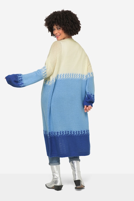 Long-Strickjacke, Farbverlauf, Langarm