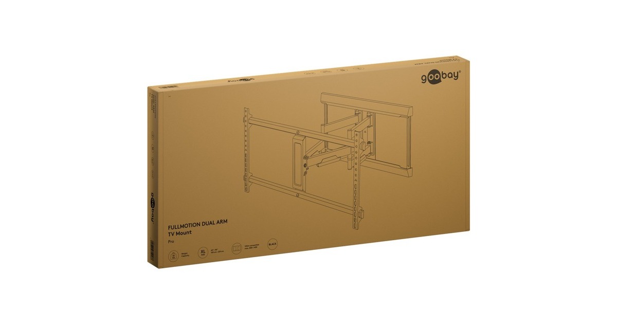 goobayTV Wall Mount Pro FULLMOTION (XL), 43 tot 90 inch wandmontage   (Zwart)