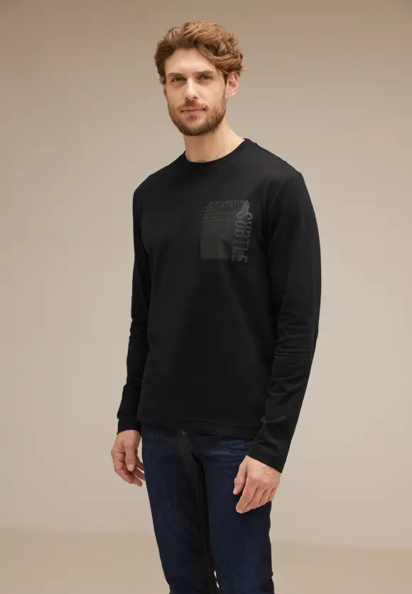 Langarmshirt mit Print - Black