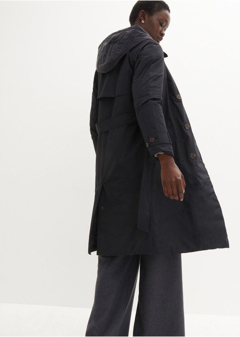 Trench-coat avec empiècement gilet sans manches et rembourrage