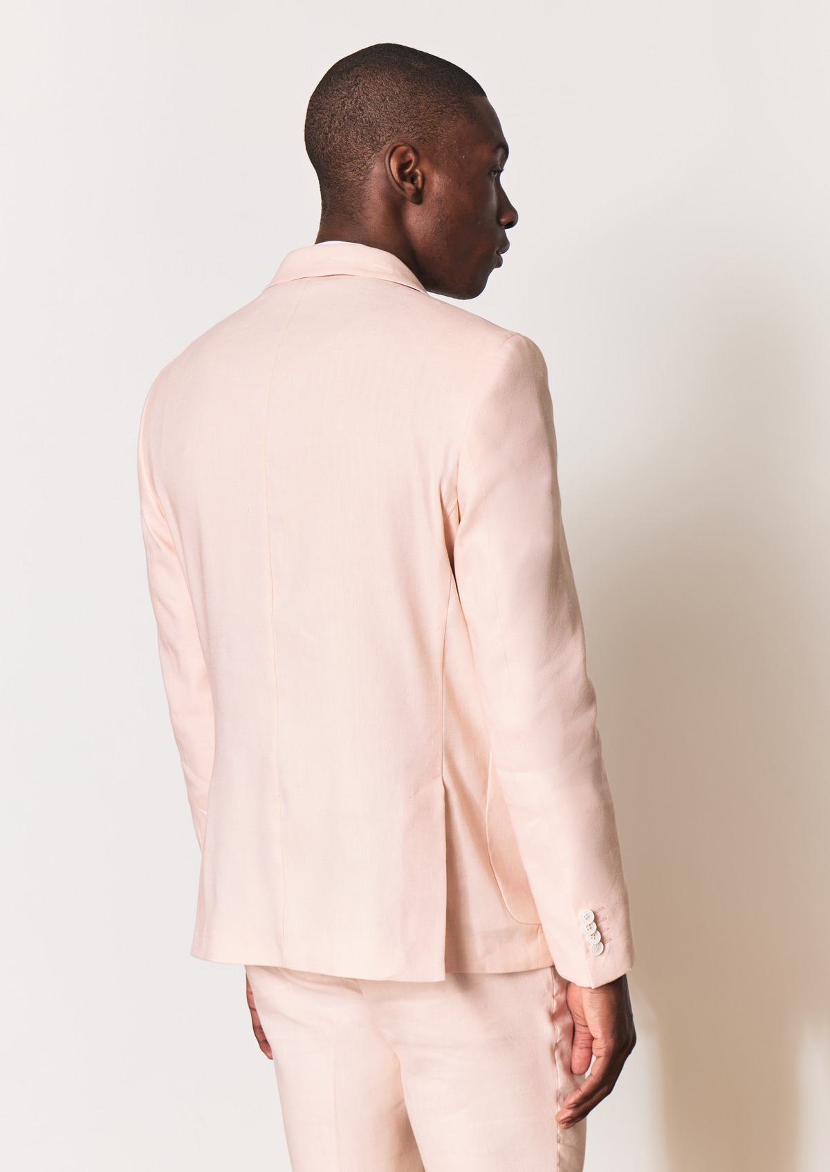 Veste coordonnable Regular en lin mélangé uni rose pâle
