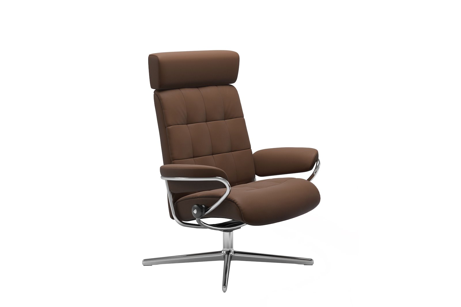 London lenestol I hud Batick Spesial Warm Brown og Cross understell i krom