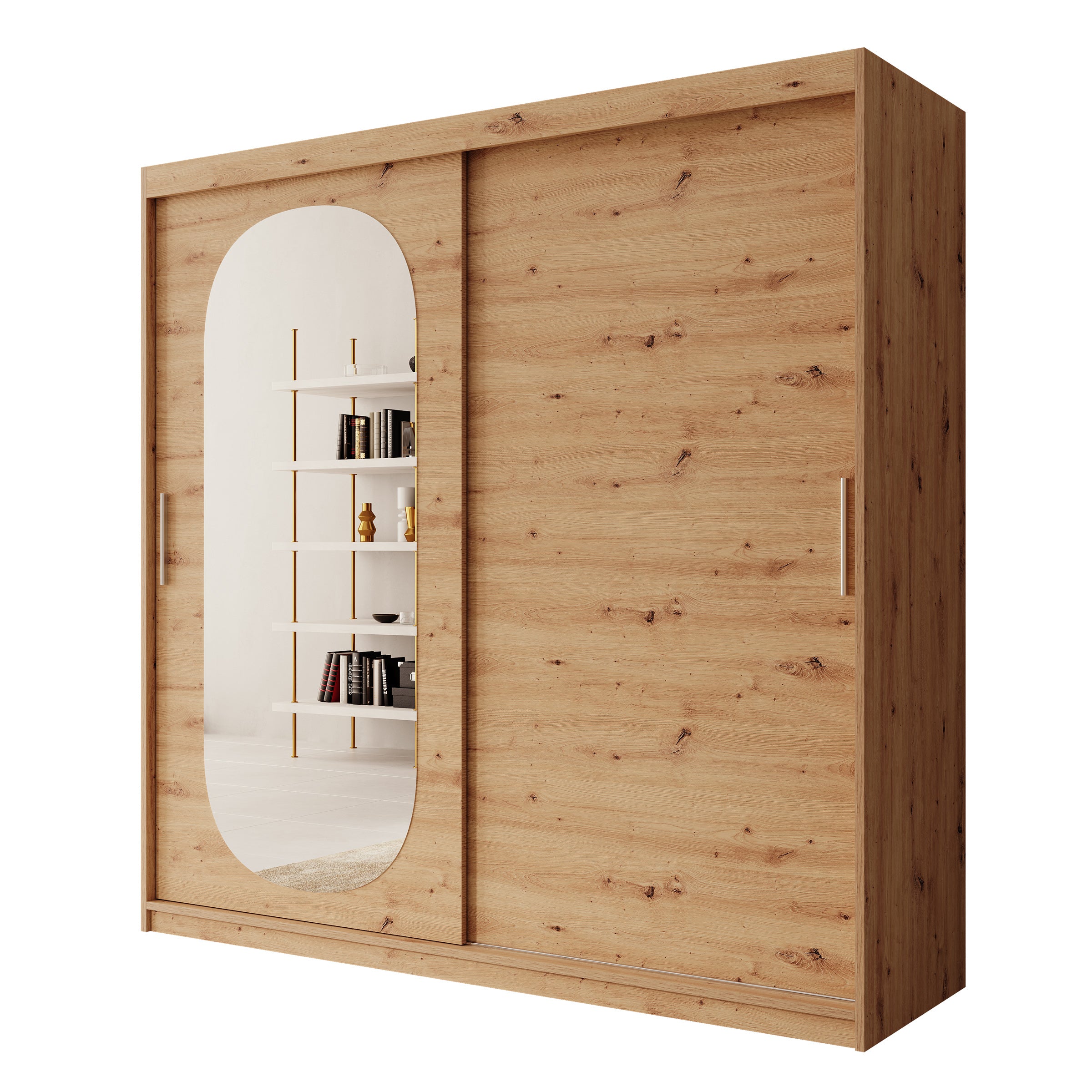 Bodhi - Kledingkast met schuifdeuren - Eiken - 200x62x200 cm