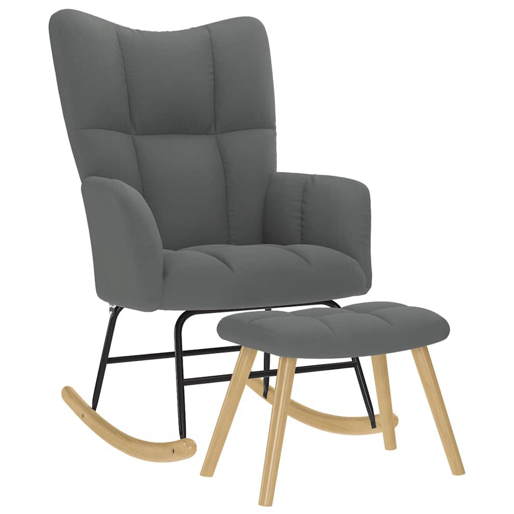 vidaXL Fauteuil met voetenbank, donkergrijze stof