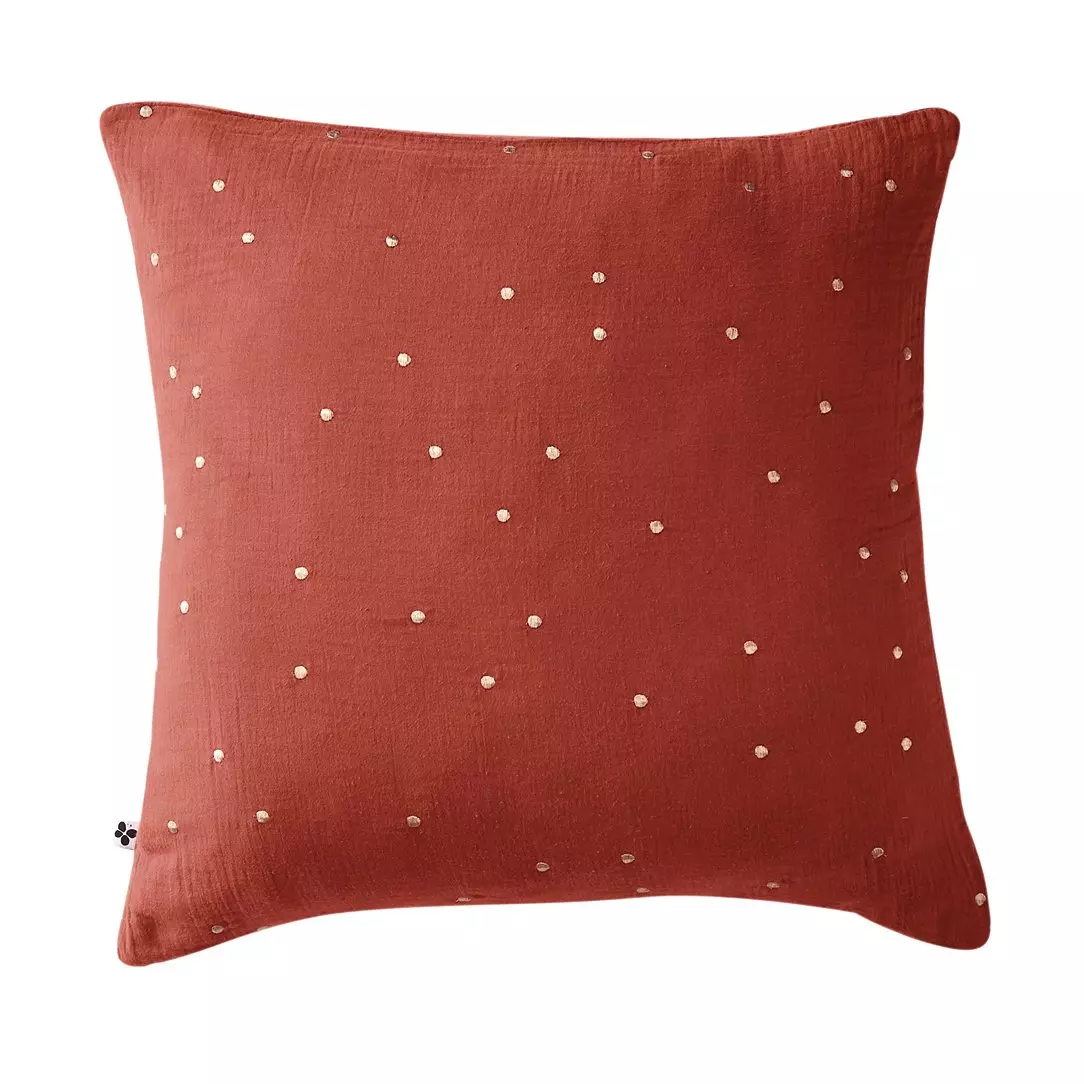 Taie d'oreiller carrée gaze de coton (60 x 60 cm) Gaïa Chic Terracotta