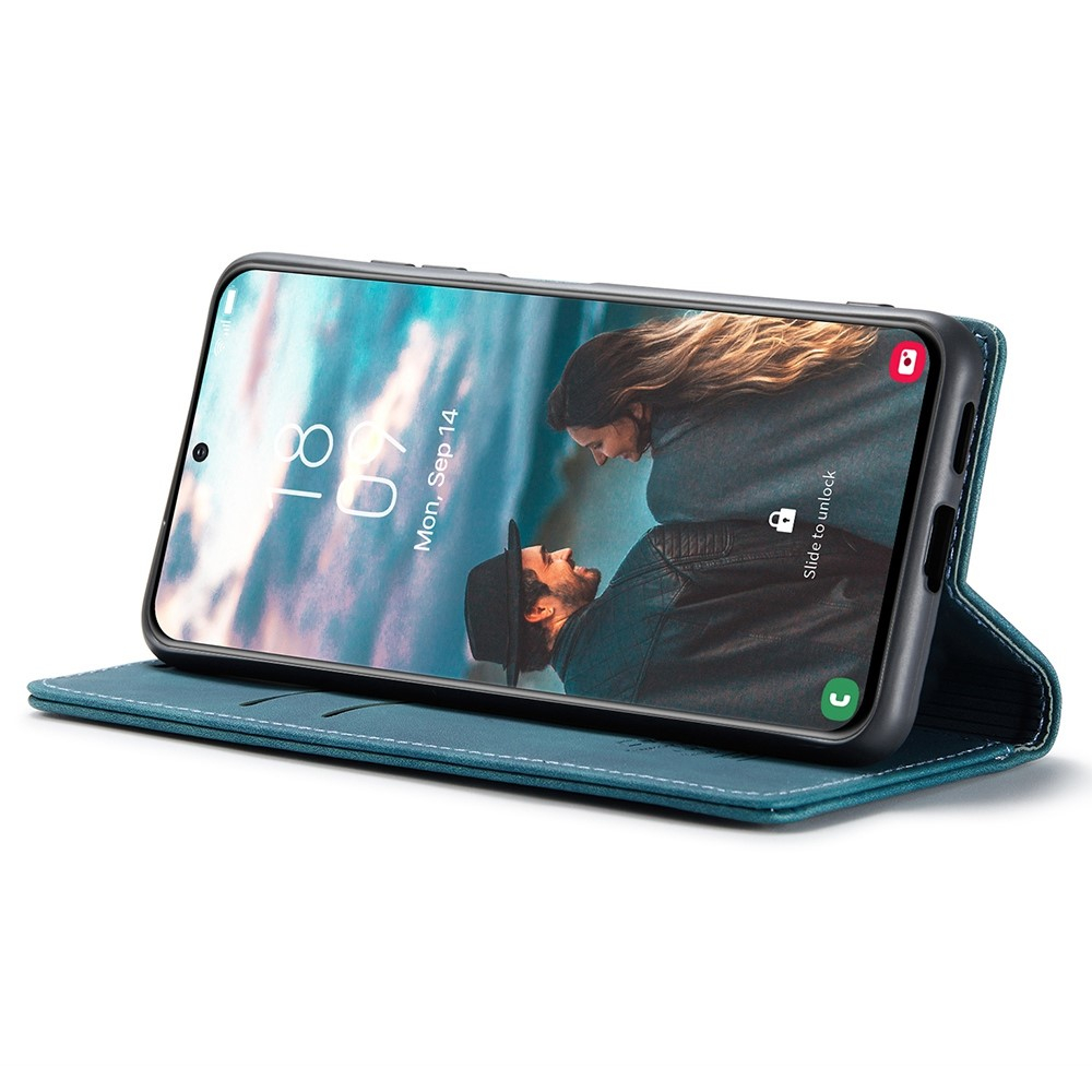Samsung Galaxy S21 FE 5G Leder Tasche Flip Wallet Etui mit Kartenfächern - Blaugrün