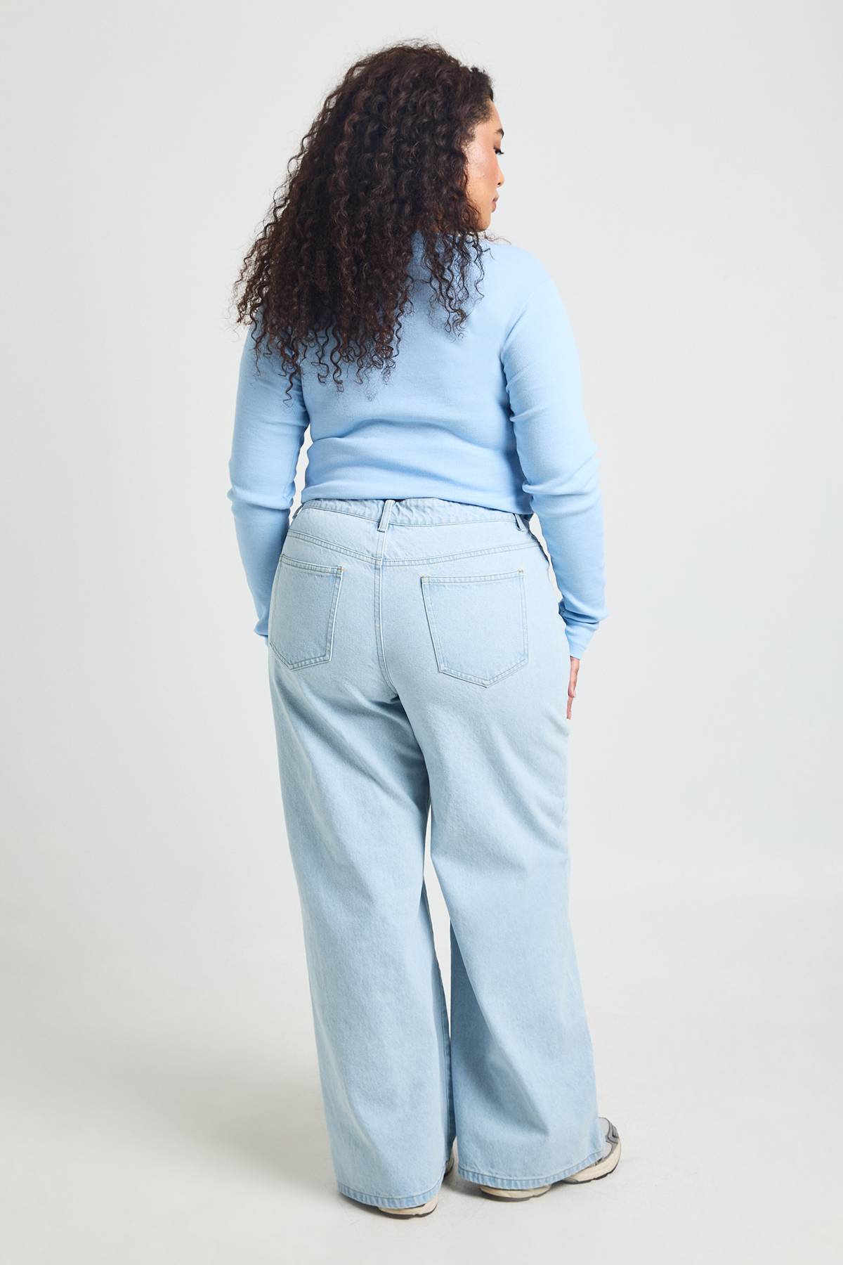 boohoo Jean Grande Taille En Denim Taille Haute Coupe Large