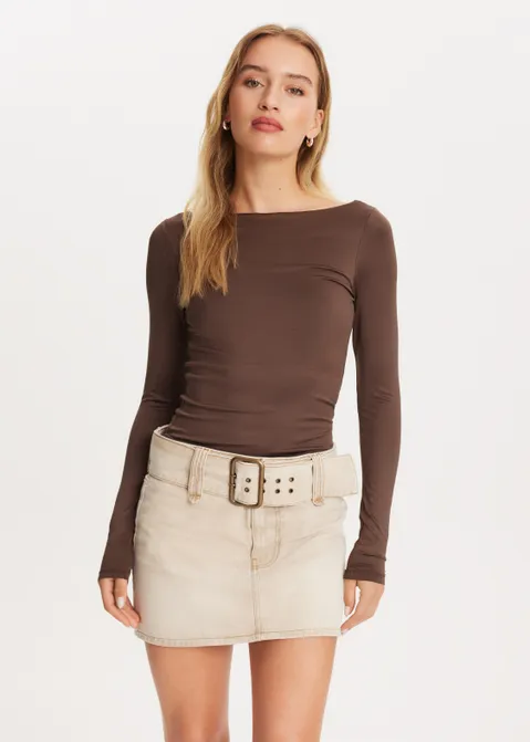 Top met lange mouwen bruin (BRN.D)