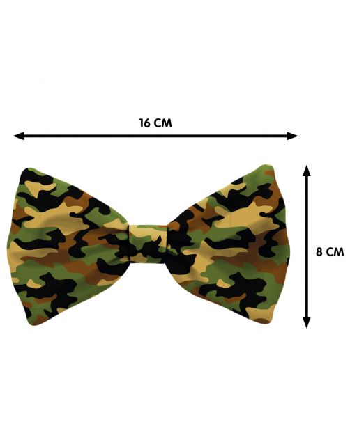Plenty Gifts Bow Tie Dog Army - Cadeau - 8x16x1 cm Groen Zwart L