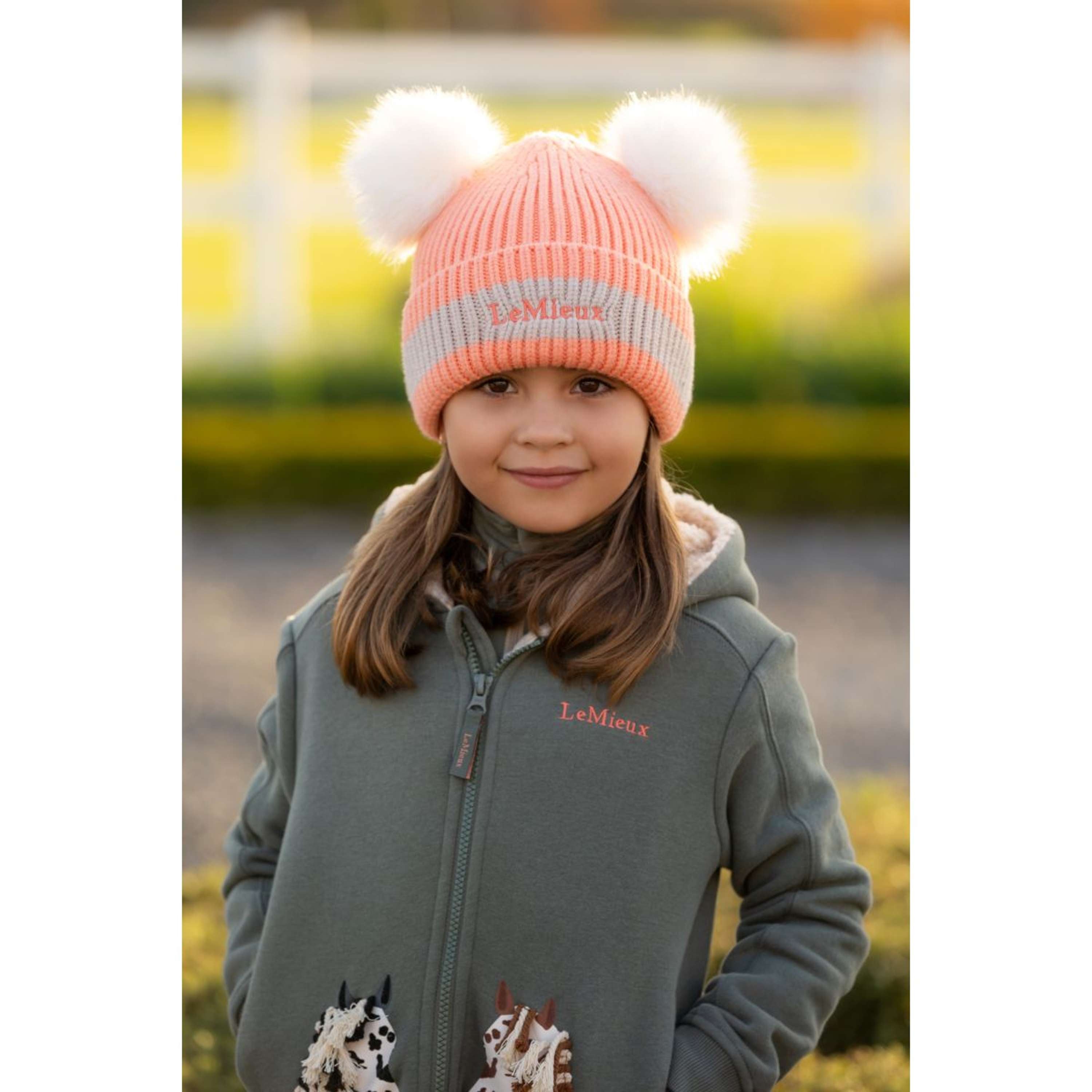 LeMieux Beanie Mini Double Pom Kids Peach Punch
