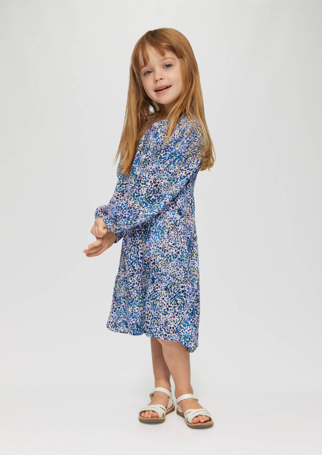 s.Oliver jurk met all over print blauw/roze