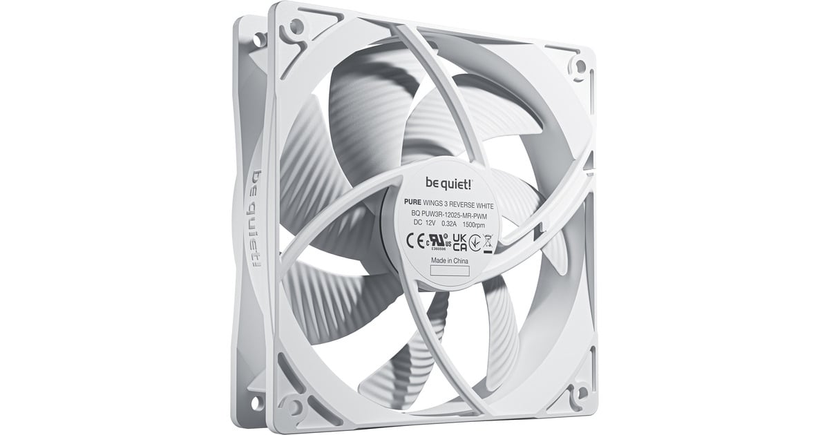 be quiet!Pure Wings 3 Reverse case fans  (Wit, 3 stuks, 120 x 120 x 25 mm, PWM)