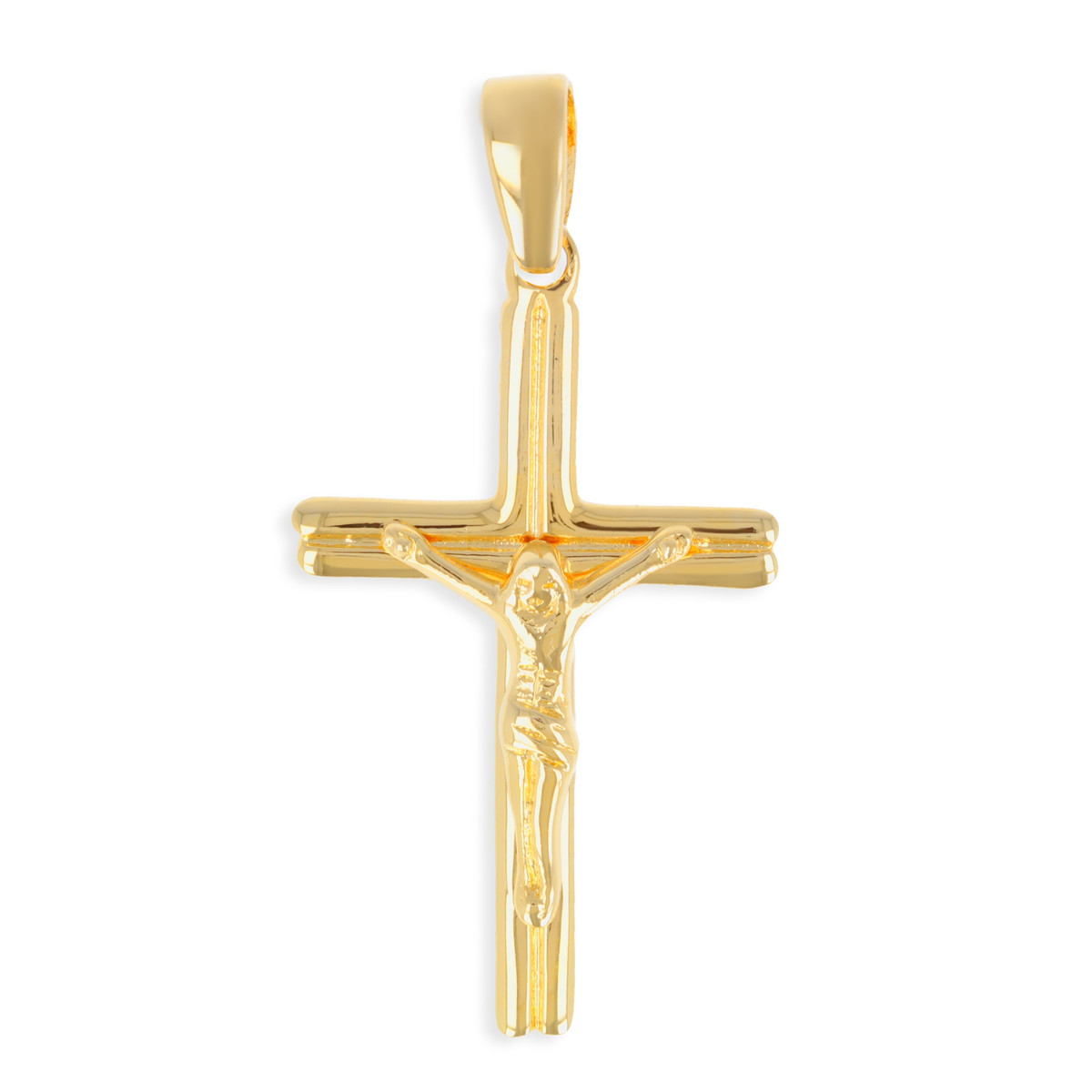 Pendentif plaqué or forme croix Jesus