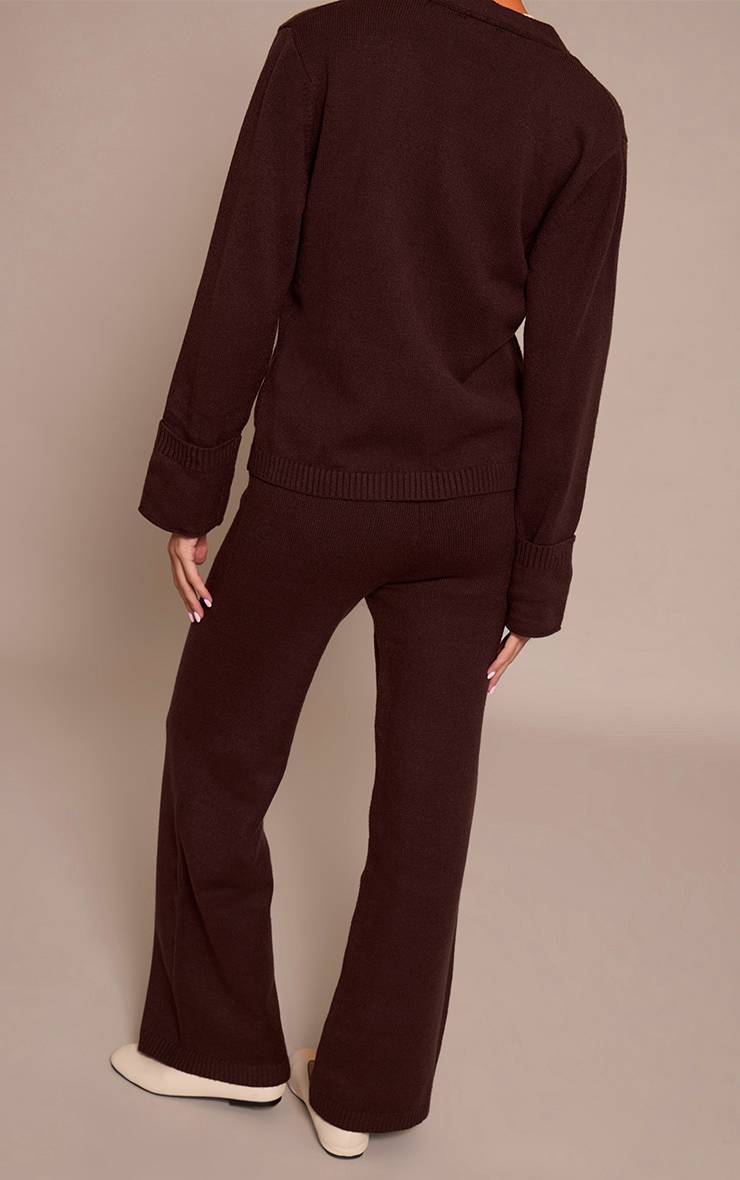 Chocolat Pantalon Large En Maille