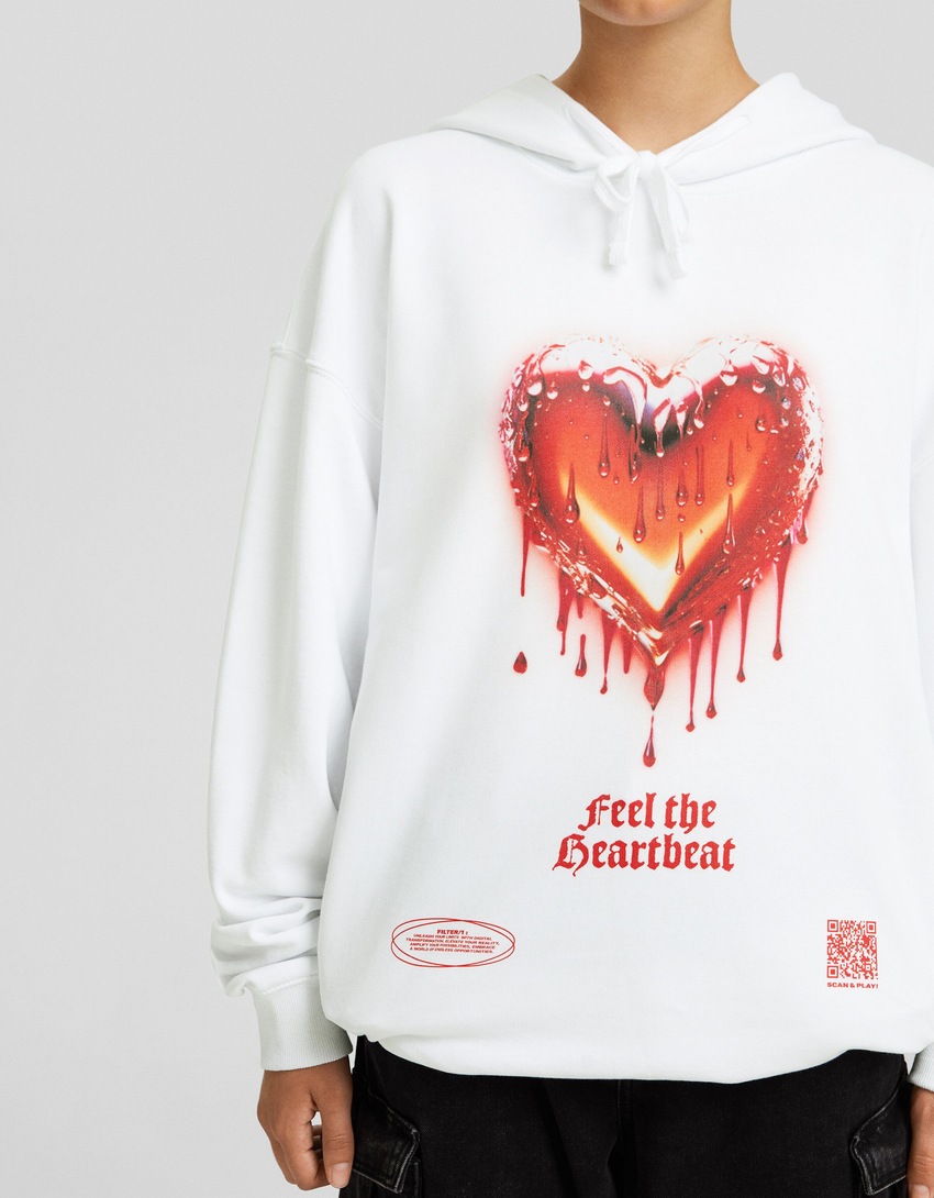 Moletom com capuz Bershka Wearable Art com estampa