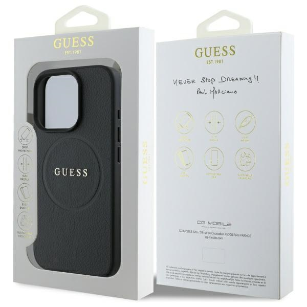 iPhone 16 Pro Max MagSafe Leder Hardcase Hülle Grained Ring (GUHMP16XPGHSMMK) - Schwarz