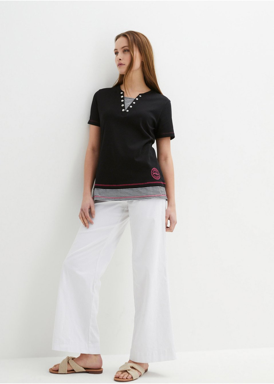 T-shirt coton manches longues style 2 en 1